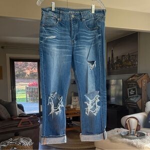 American Eagle Outfitters Women's Ripped Blue Tomgirl Jeans